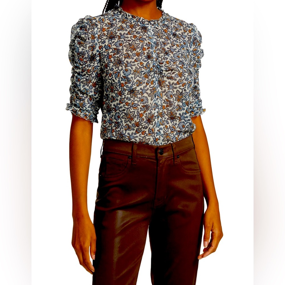 NWT Veronica Beard Natuka Silk Paisley Blouse, Sz 2